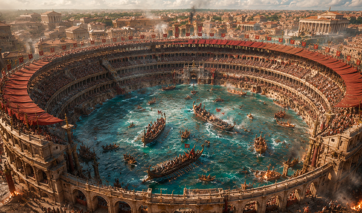 el-dia-en-que-el-coliseo-de-roma-dejo-de-ser-arena-para-convertirse-en-escenario-de-combates-navales:-lo-inundaban-en-35-minutos