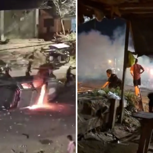 ucayali:-queman-patrullero-de-la-pnp-durante-enfrentamiento-por-bloqueo-de-la-carretera-federico-basadre
