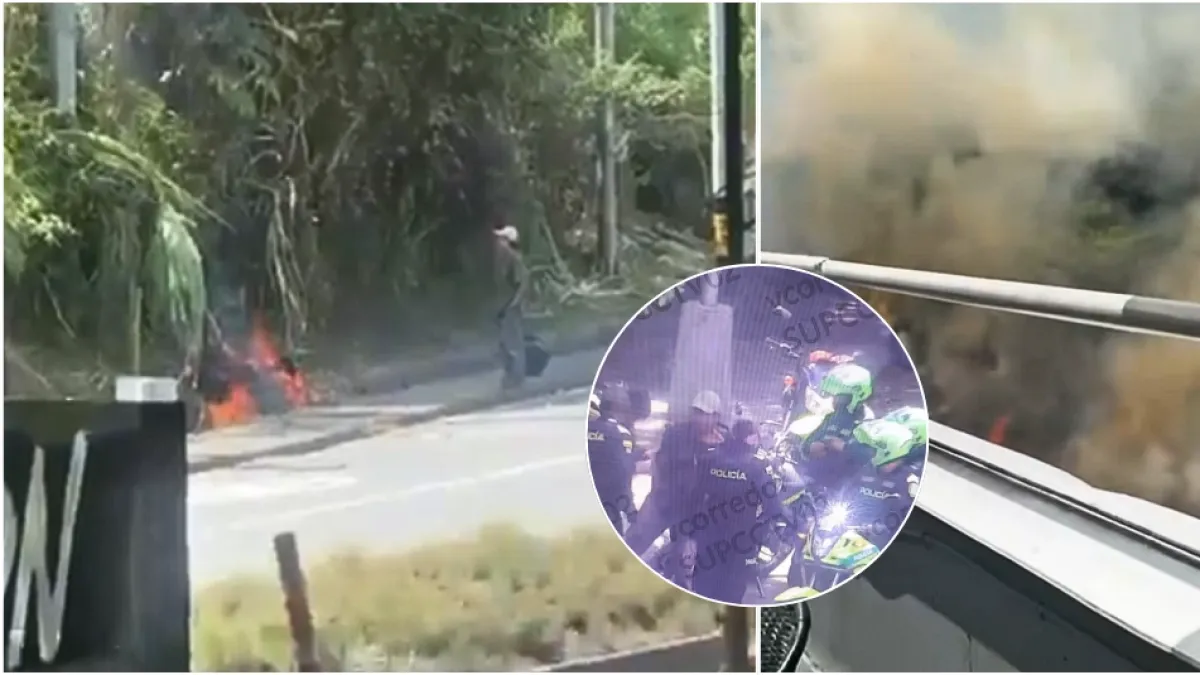 incendio-en-medellin,-en-la-via-las-palmas,-fue-provocado:-camaras-de-seguridad-ayudaron-a-las-autoridades-a-ubicar-y-capturar-al-presunto-responsable