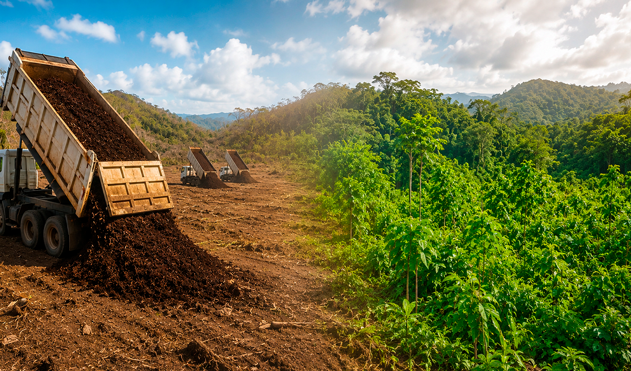 al-menos-30-camiones-de-pulpa-de-cafe-fueron-cubiertos-en-un-terreno-seco-de-costa-rica:-2-anos-despues,-el-paisaje-de-america-latina-lucia-irreconocible